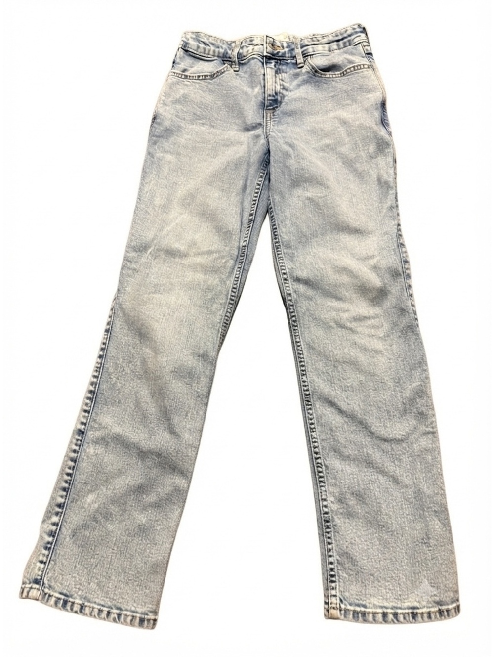 Abercrombie Kids High Rise Straight Leg Light Wash Denim Jeans 13/14 Regular